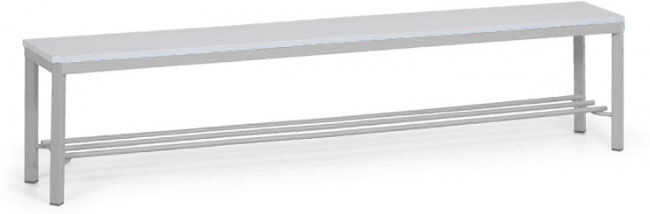 B2B Partner Umkleidebank mit Schuhrost, Sitzfläche, laminiert, Länge 2000 mm, grau