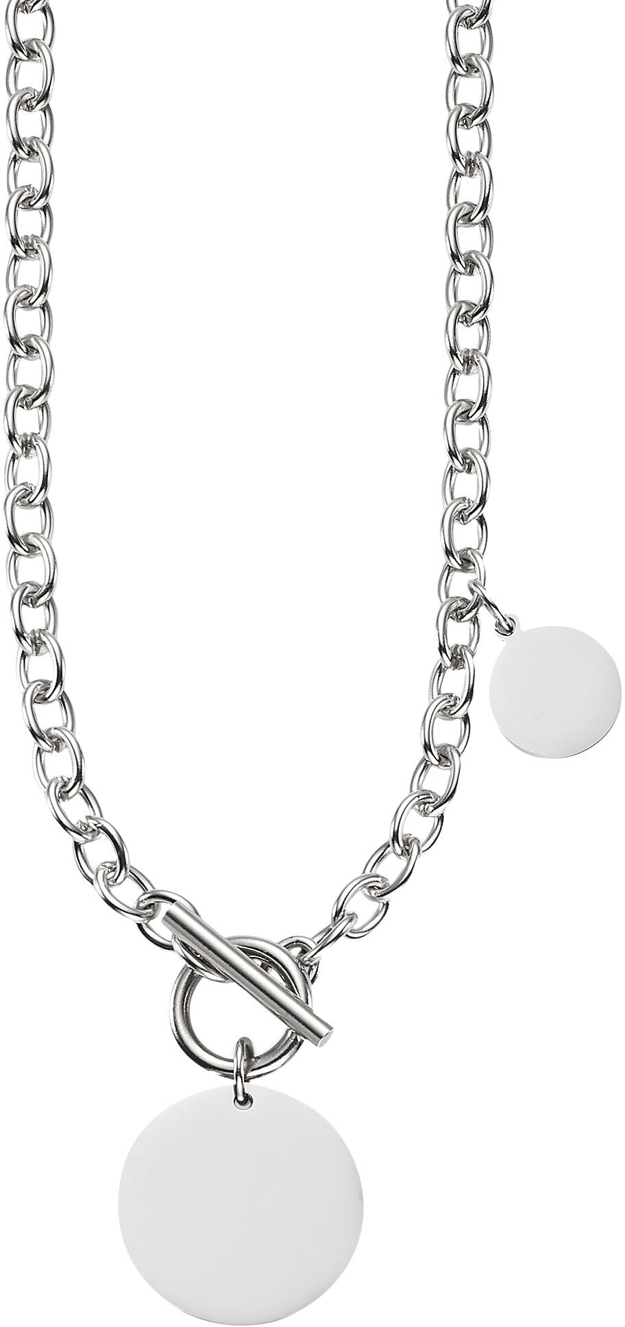 Kette mit Anhänger BRUNO BANANI "Schmuck", silber (edelstahlfarben), Halsketten, Damen, Edelstahl, L: 57 B: 6mm, Kette mit Anhänger, B:6mm edelstahlfarben Edelstahl, L: 57 B: 6mm
