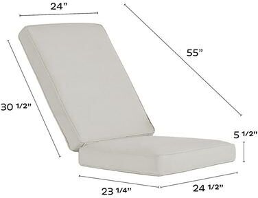 Amalfi Recliner Chair Box Edge Replacement Cushion - Canvas White Sunbrella - Ballard Designs