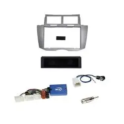 Toyota Yaris 2007 - 2011 Einbauset 2-DIN mit Ablagefach Radioblende+Lenkradad...