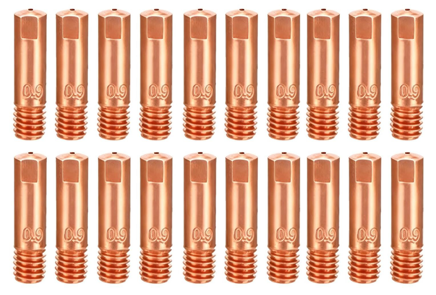 Selius 20 stuks MIG MAG lasmondstukken 0,9 mm M6 koper contactpunten