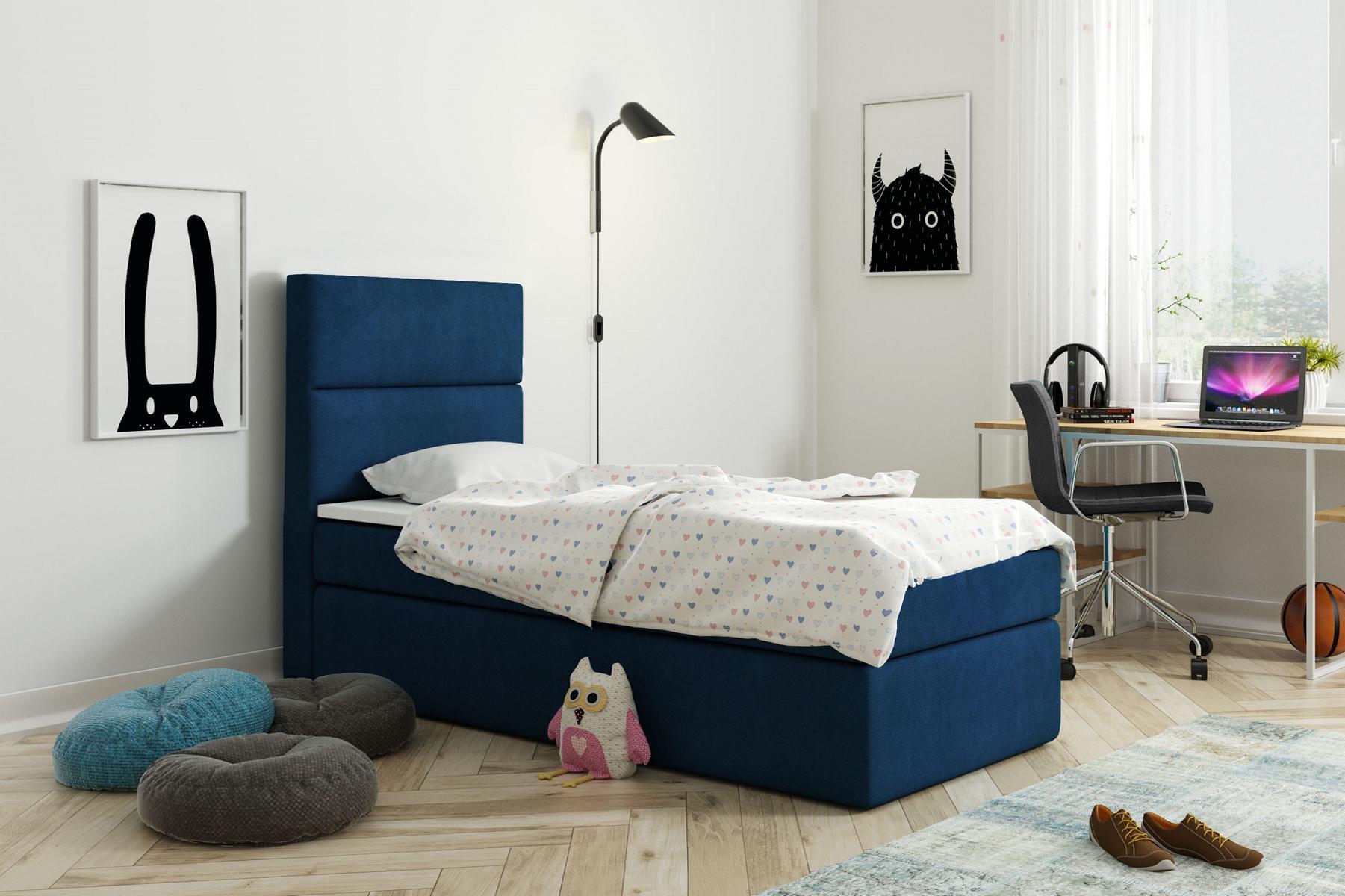 Bett Boxspring Blau Design Bett Big Polster Hotel Ehe Luxus Betten 80x200cm