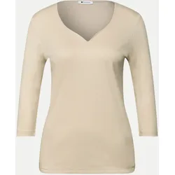Shirt mit Herzausschnitt Beige 40