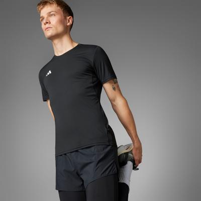 Laufshirt ADIDAS PERFORMANCE "ADIZERO ESSENTIALS RUNNING", Herren, Gr. S, schwarz, Obermaterial: 100% Polyester, normal, Rundhals, Shirts Laufshirt