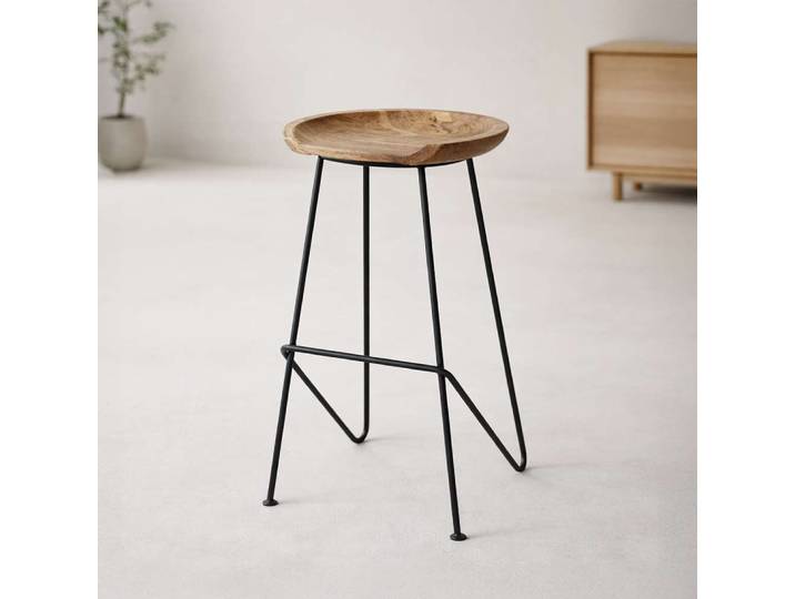 Tabouret haut en acier et bois