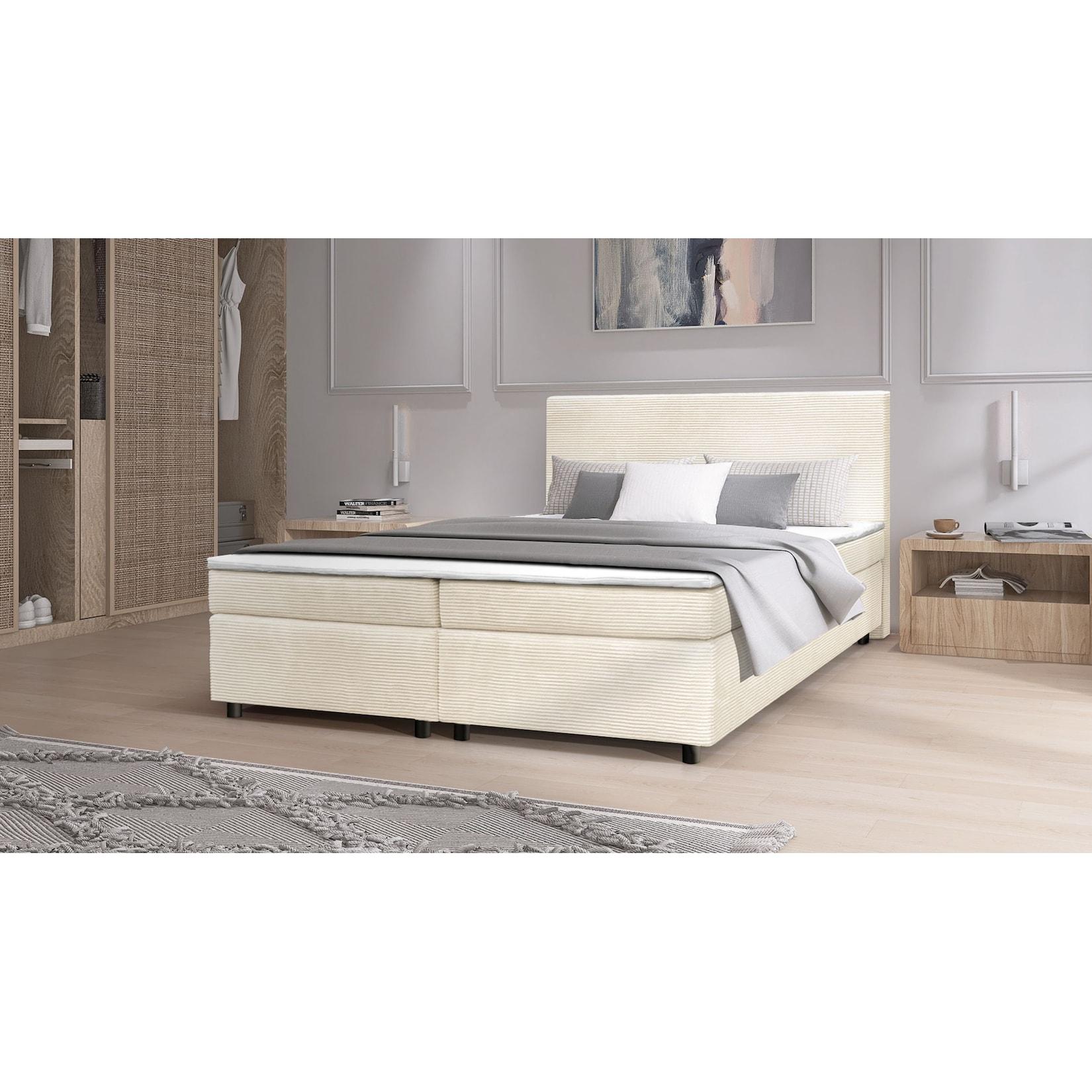 Boxspringbett Paxos Cordstoff Beige 180x200 Hotelbett Bonellfederkern Bett