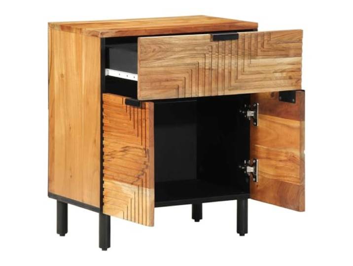Tmriohed Bettschrank Massivholz Akazie Nachttisch Braun 50x33x60 cm Kompakte Schlafzimmer Beistellkommode mit Schublade und Fach für geordnete Nachtruhe und rustikale Ästhetik.