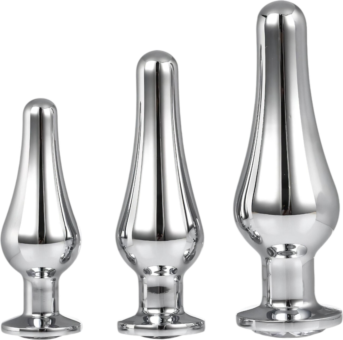 Dream Toys Gleaming Love - anal tip plug set (silver, 3-piece)