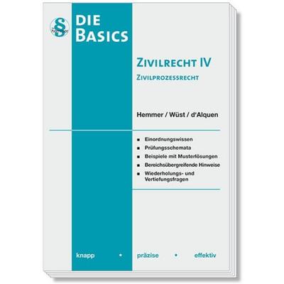 Basics Zivilrecht IV - Zivilprozessrecht, Paperback von Karl-Edmund Hemmer,Achim Wüst,Clemens d'Alquen; Hemmer/Wüst