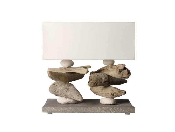 Lampe à poser en bois blanc