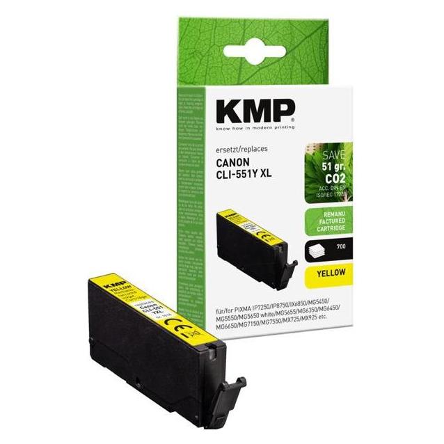 KMP gelb Druckerpatrone kompatibel zu Canon CLI-551 XL Y (Y) (1518,4009)
