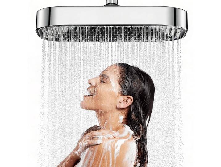 Regendusche Duschkopf 13 Zoll Chrom mit Flüssigsilikondüsen 360° verstellbar