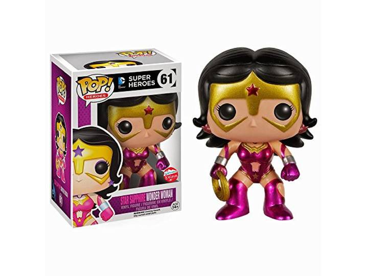 Funko - Figurine DC Heroes - Wonder Woman Star Saphir Metallic Exclu Pop 10cm - 0849803047405