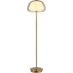 Stehlampe Standleuchte Bürolampe Metall gold amberglas LED dimmbar H 150 cm