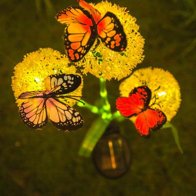 Youfap Market Waterproof Outdoor Solar Light, Solar Butterfly Dandelion Light For Courtyard, Lawn, Garden Decoration yellow