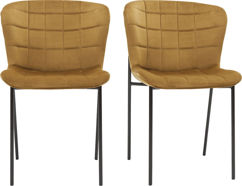 Miliboo Design-Stühle aus bronzefarbenem Samt und schwarzem Metall (2er-Set) SAIGA