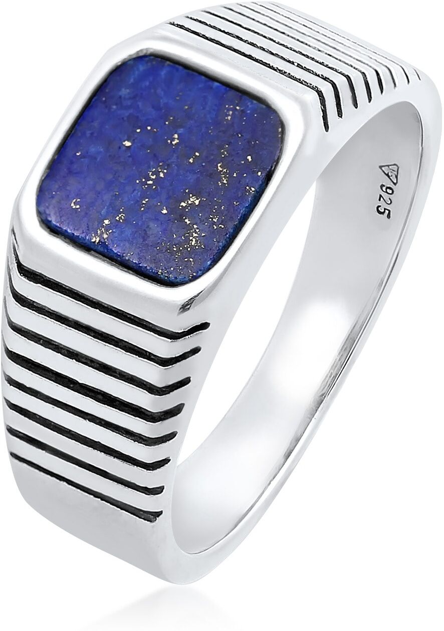 Siegelring KUZZOI "Ring Herren Siegelring Sodalith Quadrat 925 Silber" Gr. 62, silber, Fingerringe, Herren, 62, ohne Stein, Silber 925 (Sterlingsilber), 10mm, Siegelring