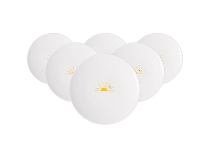 Villeroy & Boch With Love Frühstücksteller Hello Sunshine 6er Set, 21x21x2,5 cm, Kleiner Teller für Kuchen, Salat und Desserts, Premium Porzellan, Spülmaschinen- & Mikrowellengeeignet