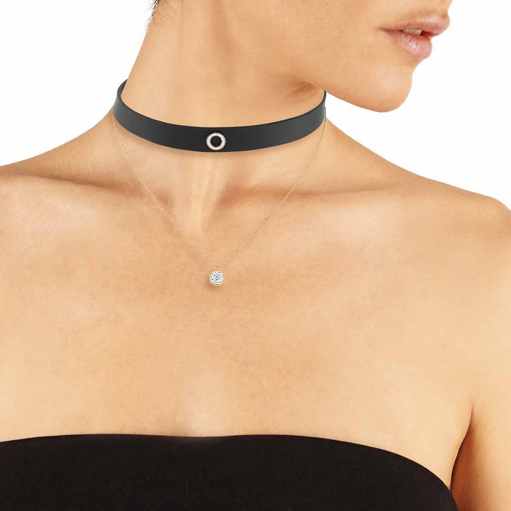Collier Mississipi En Acier Noir Et Cristal Femme