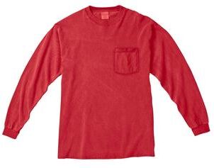 Comfort Colors C4410 Garment-Dyed Heavyweight Long Sleeve Pocket T-Shirt in Red size 2XL   Cotton 4410, CC4410