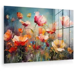 ACRYLGLASBILD Blumen - Aquarell - Kunst - Botanisch - Natur Room Decor 90x60 cm