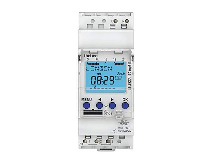 Theben 1700087 - Seleta 170 top3 e - astonomische schakelaar - digitaal - DIN-rail - 2 modules - programmering via app (app) - DIN-rail
