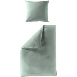 Bettwäsche Mako-Satin grün (240x220cm, mit 2 Kissen) - 155x220cm, mit 1 Kissen