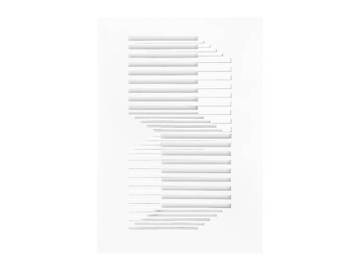 MOEBE Relief kunstwerk shifted lines 21x29,7 cm Off White