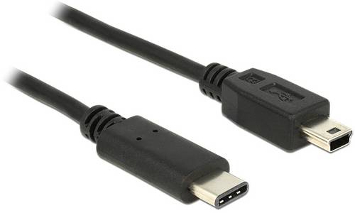 Delock USB-Kabel USB 2.0 USB-Mini-B Stecker, USB-C Stecker 0.50m Schwarz 83335
