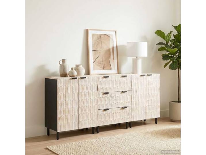 KGHFDVB Sideboard 3 STK. 60 x 33 x 75 cm Massivholz Mango Stabile Metallbeine, Modernes Design, Praktischer Stauraum, Pflegeleicht