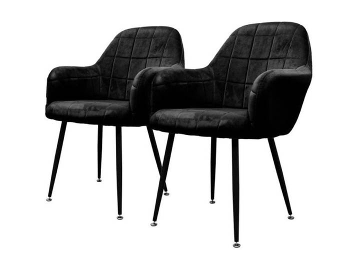 ECD Germany Lot de 2 Chaises de Salle à Manger Cuisine Salon Séjour - Noir - Assise Siège Rembourrée en Velours Structure
