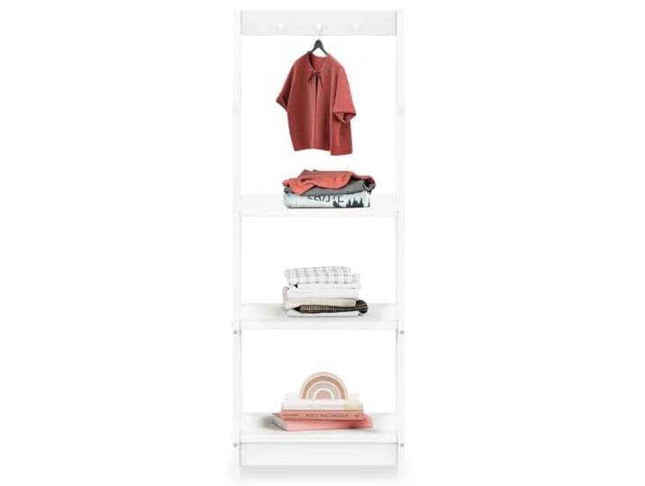 IDIMEX Kinder Regal Sally Hausform, weiß - Montessori Kinderregal mit 3 Ablageböden, praktische Haken zur Organisation. Regale Kinderzimmer, Kindermöbel, Kindergarderobe