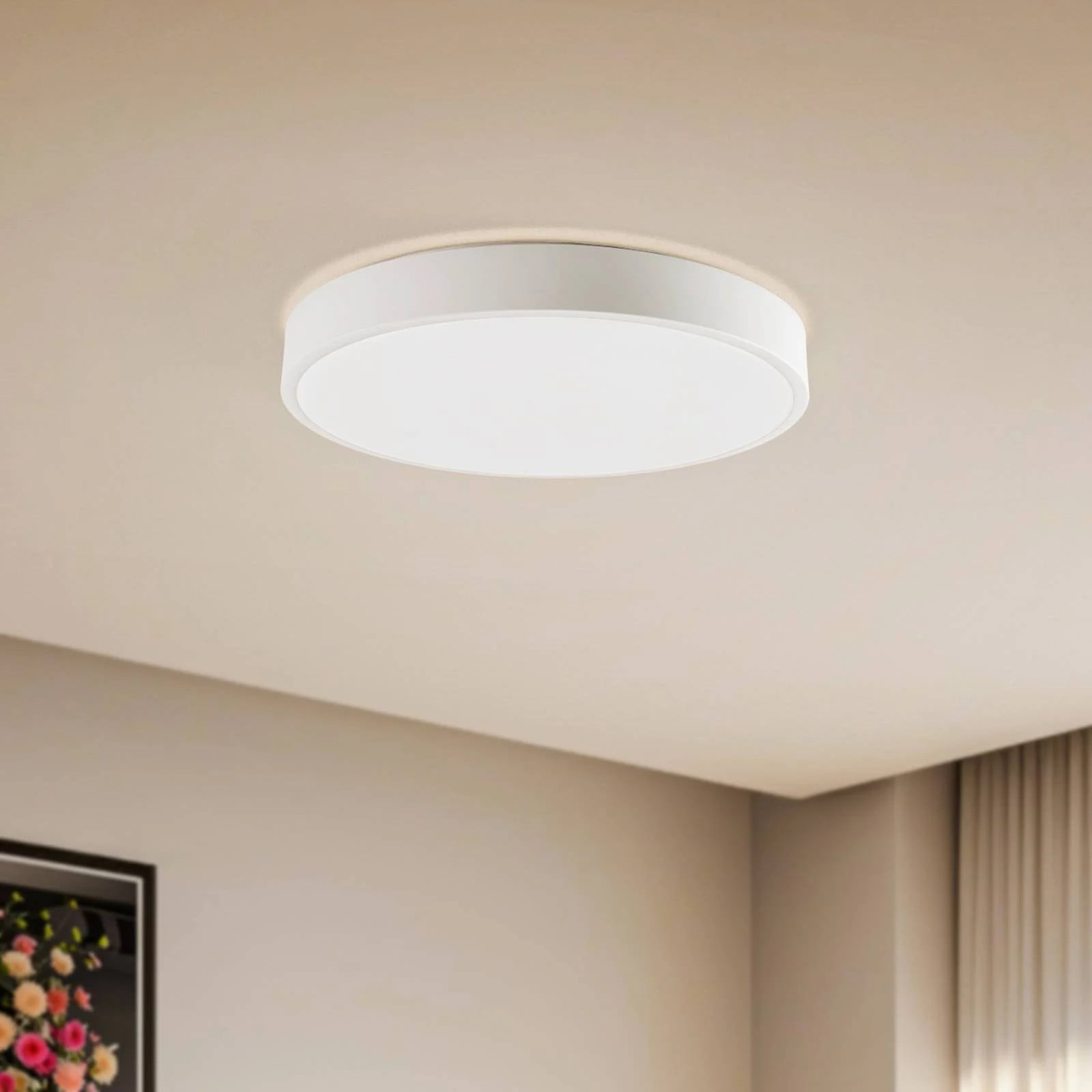 Lindby Innes Slimme Plafondlamp, Modern, Wit/Opaal, Dimbaar, RGB LED