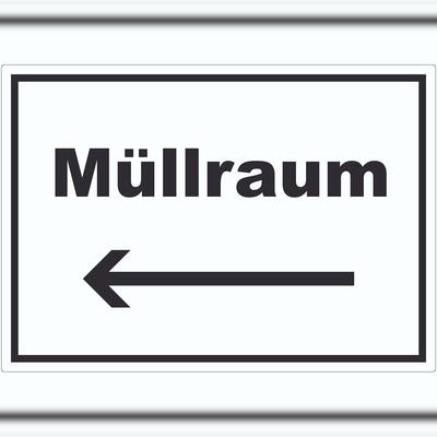 HB-Druck Müllraum Aufkleber mit Text Richtungspfeil links Abfall Mülltrennung waagerecht A3 (297x420mm)