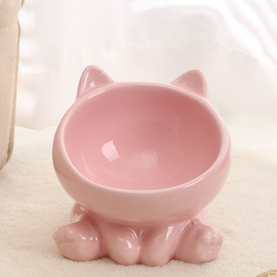 PetsAreLife Pet Accessories Ceramic Dog Bowl, High Feet, Cat Bowl, Cute Water Bowl, Cervical Spine Protection pink