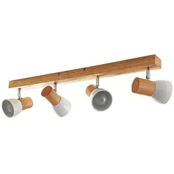 Brumberg Deckenleuchte ELTASSO, 4-flammig, lang, 4x E14, Holz hell / Metall-Schirm weiß matt BRUM-57214070