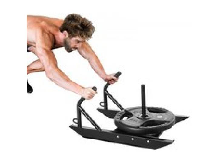 VEVOR Traîneau de Puissance Fitness Poussée et Traction, Traineau de Résistance avec Poignée, Équipement d'Entraînement de Force, Vitesse et Explosivité, en Acier, pour Disques de 25 et 42 mm, Noir