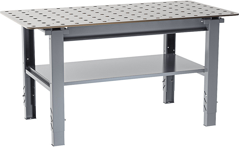 kaiserkraft Schweißtisch, höhenverstellbar, Stahl, BxT 1600 x 800 mm, grau