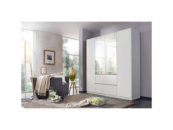 Drehtürenschrank Nidda mit Spiegeltür 181cm Weiß/Alpinweiß