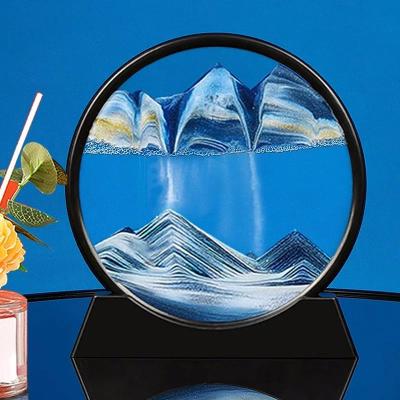 Uplift Treasures 3D Moving Sand Art Round Glass Decor blue