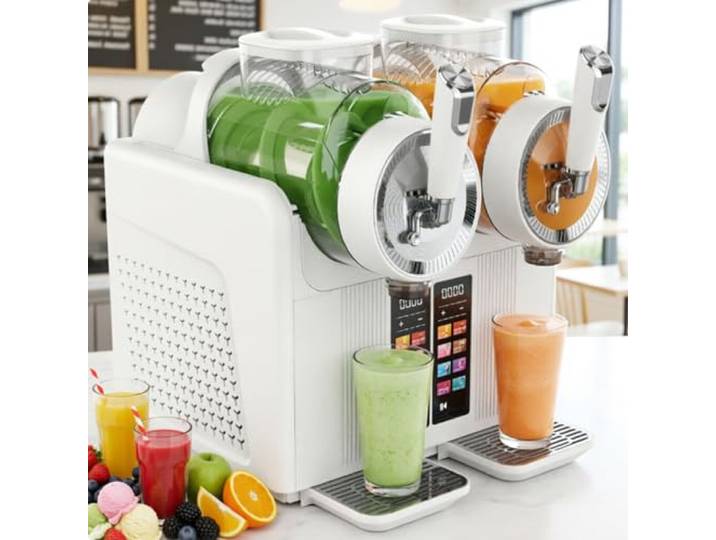 smafoseedding Slush-EIS-Maschine, 7-In-1 Slush-EIS-Maschine,Doppelkopf-Softeismaschine,2 X 2-Liter-Tanks,430 W,Touchpanel Mit Reinigungsfunktion, Macht Slush-EIS, Milchshakes Und Kaltgetränke White