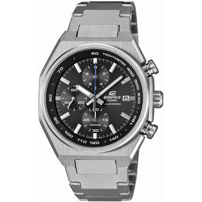 Solaruhr CASIO EDIFICE, edelstahlfarben, Armbanduhren, Herren, Armbanduhr, Herrenuhr, Edelstahlarmband, analog, Tag, Stoppfunktion