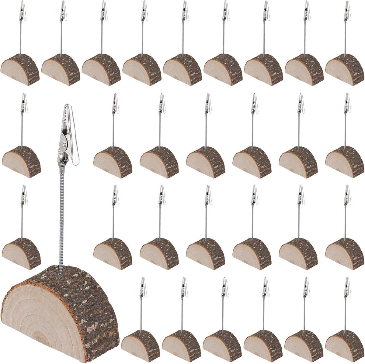 Houten Kaart Houder met Clip - 30 Stuks - Tafelnummer Houder, Foto Houder en Bruiloft Decoratie