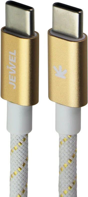 JEWEL (4Ft) USB-C to USB-C Charging Cable - White/Gold