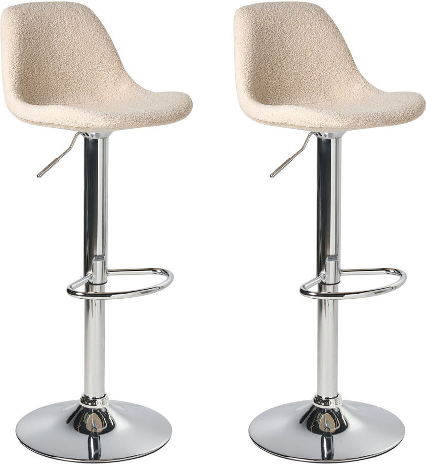 Metro Swivel Yes Upholstered Yes Bar Stool Beige Boucle 39cm W X 42cm D
