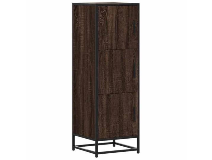 PUGYNBK Hohe Anrichte aus technischem Holz, Metall, Braun, Eiche 3 Fächer, mit Griffen, feuchtigkeitsbeständig, Wandbefestigung im Lieferumfang enthalten, für Esszimmer