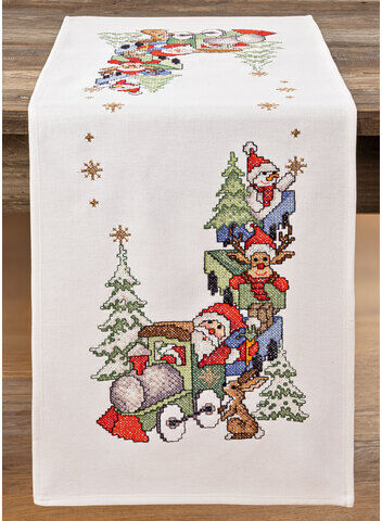 Stickläufer "Weihnachts-Zug"