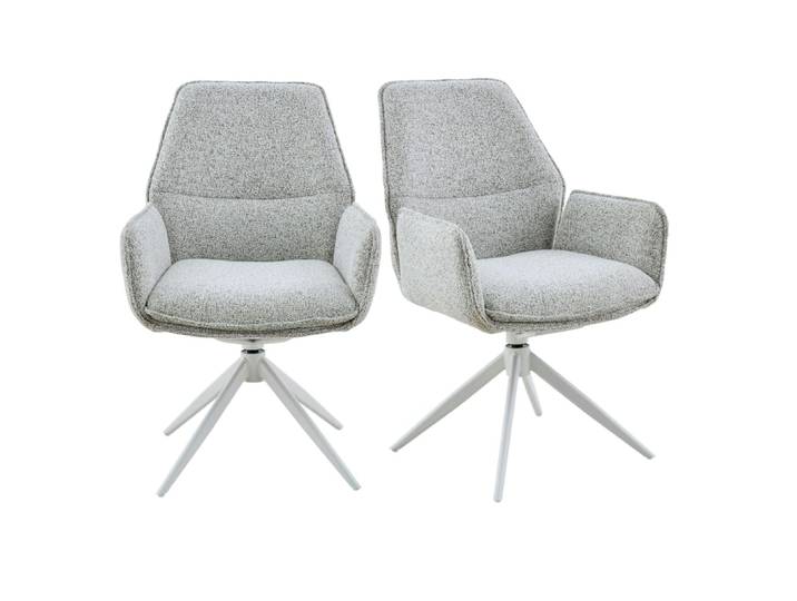 Chaise pivotante à accoudoirs gris clair (lot de 2)