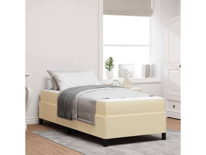 Boxspringbett mit Matratze modernes Schlafzimmer Design Stoff Creme 80 x Boxspringbett Creme 80x200 cm Stoff Einzelbett mit Matratze Taschenfederkern Lattenrost Modern Komfortabel Schlafzimmer