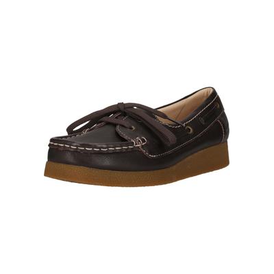 Bootsschuh CLARKS "Wallabee EVO Sea", Damen, Gr. 41, braun (dunkelbraun), Leder, Schuhe Bootsschuh, mit angenehmer Sohle mit Krepp-Effekt